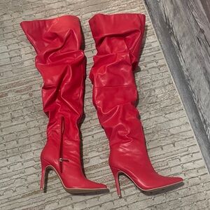 Cape Robbin Red Over the Knee Boots